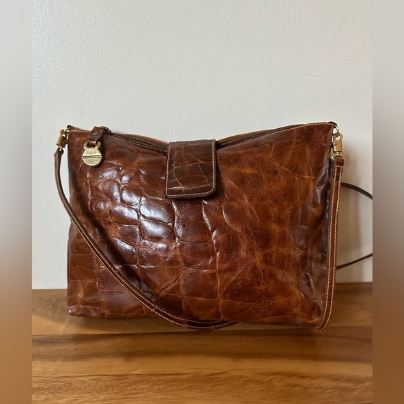 Furla Bags Vintage Furla Croc Embossed Leather Crossbody Poshmark
